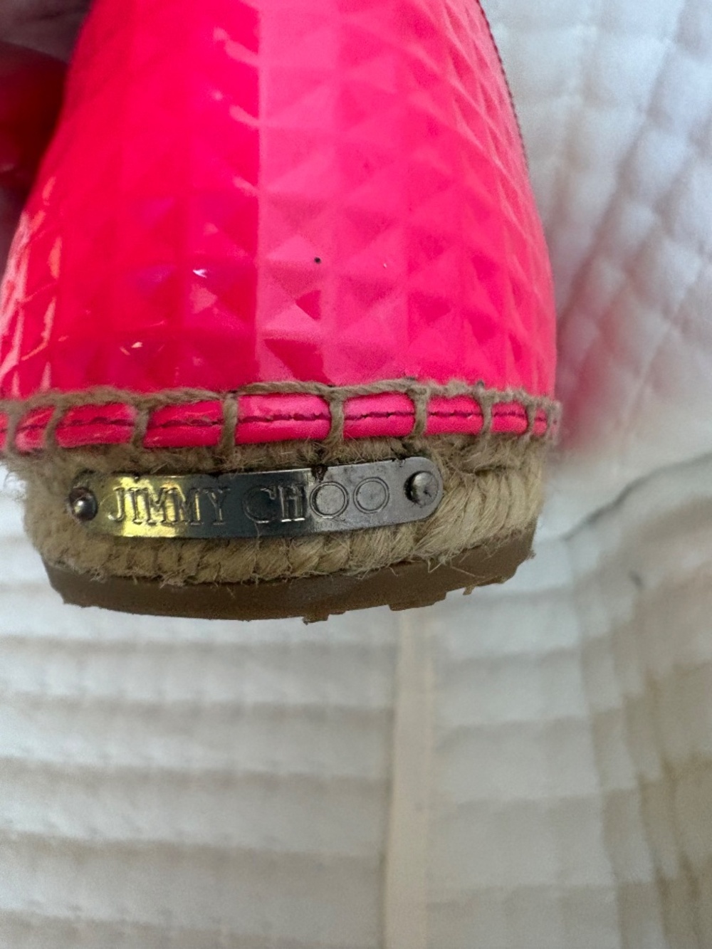Jimmy Choo Neon Pink Textured D’Orsay Espadrille Flats EU 37 / US 7 - Picture 6 of 8
